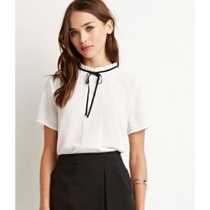 Forever 21 long sleeve pintuck blouse with ruffles